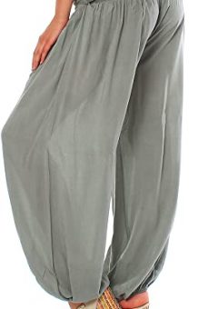 pantalon harem bombacho casual basico mujer barato basico claro