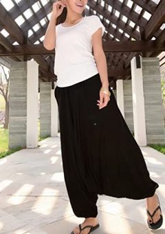 pantalon harem bombacho casual basico mujer barato basico negro tipo arabe