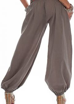 pantalon harem bombacho casual basico mujer barato clasico con bolsillos