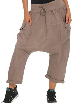 pantalon harem bombacho casual basico mujer barato clasico con bolsillos tobilleros