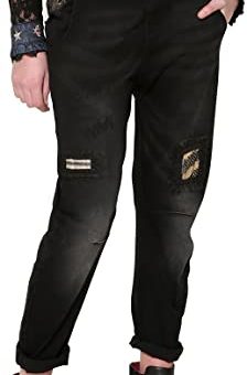 marca desigual vaquero boyfriend jeans para mujer negros baratos