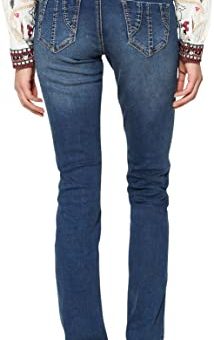 pantalon vaquero desigual ajustado mujer barato